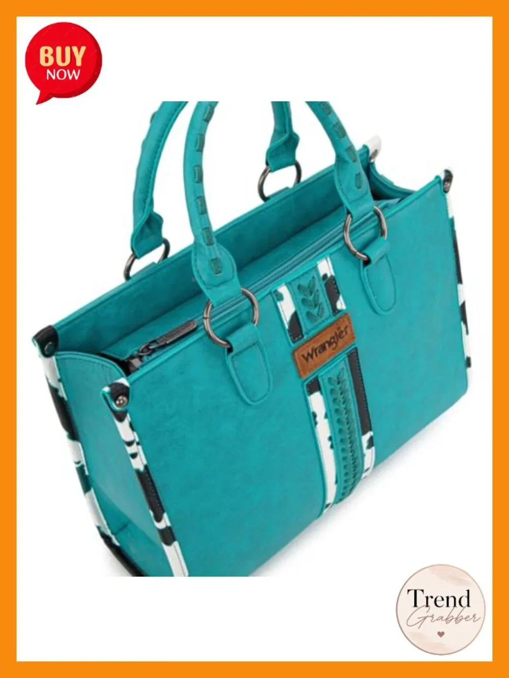 Vegan Leather Cow Print Tote Bag Satchel Handbag with Zip Pockets